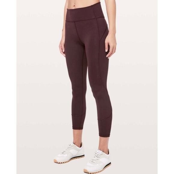 Lululemon In Movement 7/8 Tight Everlux Burgundy Athleisure Gym Workout Size 4 - Picture 4 of 11